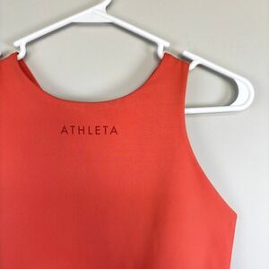 Athleta Size Medium Conscious Crop Racerback Orange Logo Sports Top Athleisure